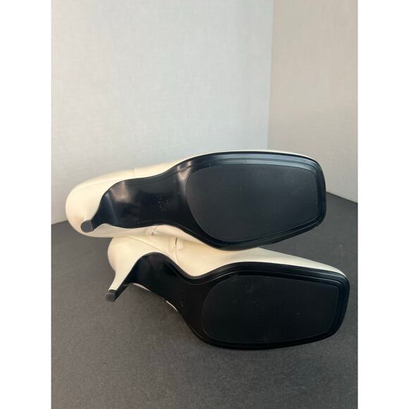 NWT Zara Ivory Off White Leather Square Toe Low Heel Zip Ankle Boots Sz 9 - Picture 10 of 12